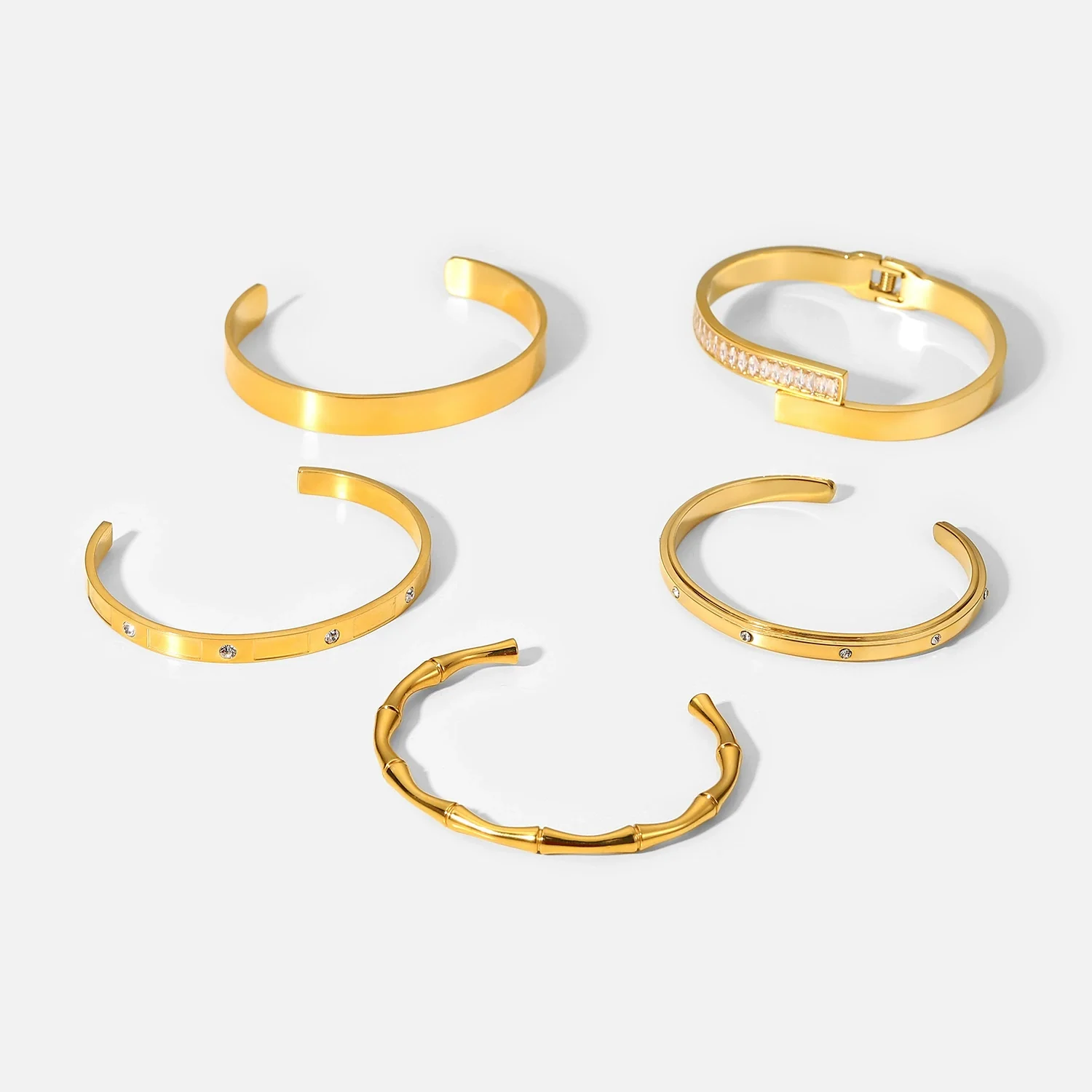 Wholesale Ladies Geometric Retro Zircon Stainless Steel Electroplated Bracelet Jewelry - Image 5