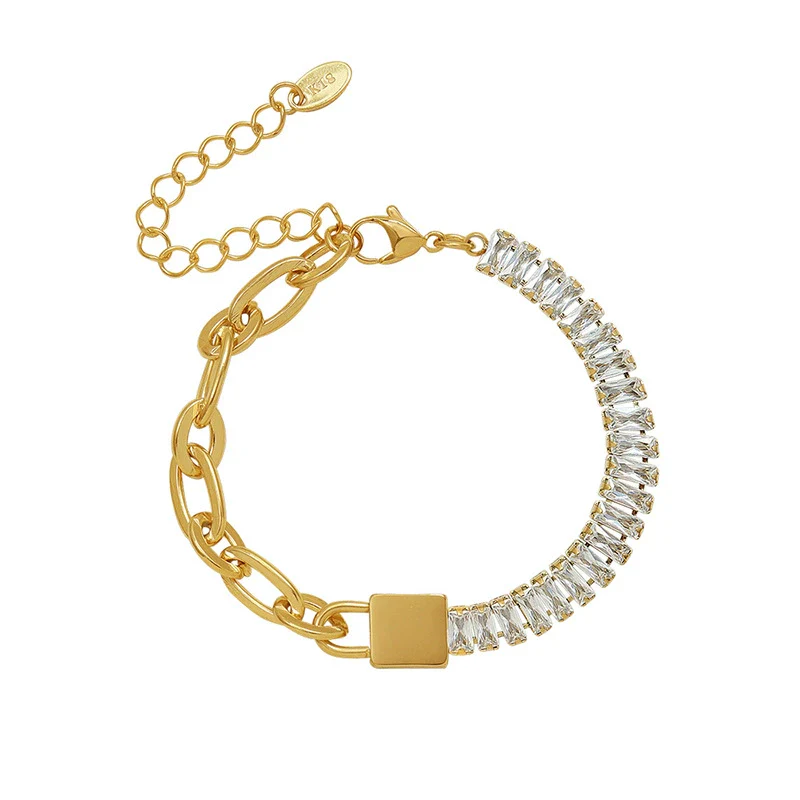 Wholesale Ladies Geometric Titanium Steel Electroplated 18K Gold Bracelet Jewelry - Image 5