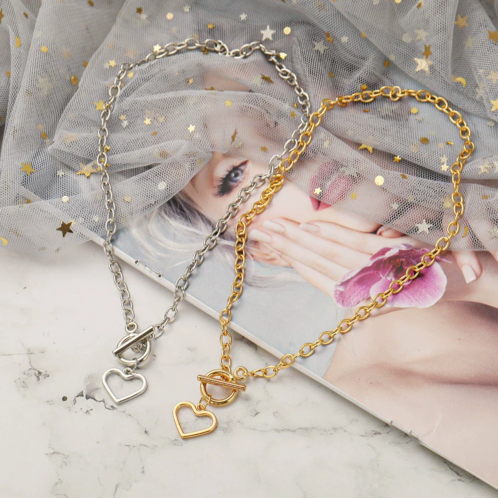 Wholesale Ladies Jewelry Alloy Heart Geometric Clavicle Chain With Electroplating Design - Image 2