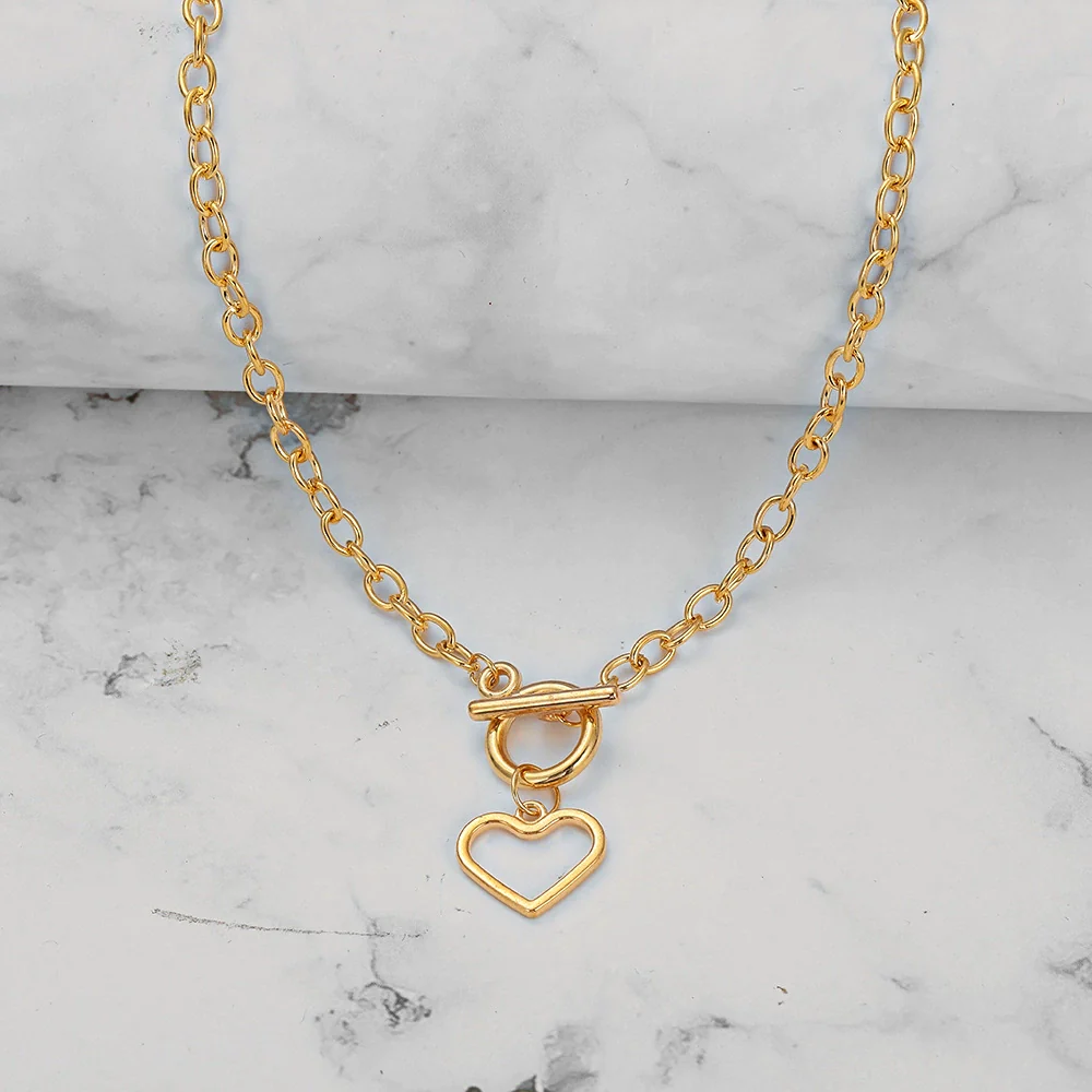 Wholesale Ladies Jewelry Alloy Heart Geometric Clavicle Chain With Electroplating Design - Image 4