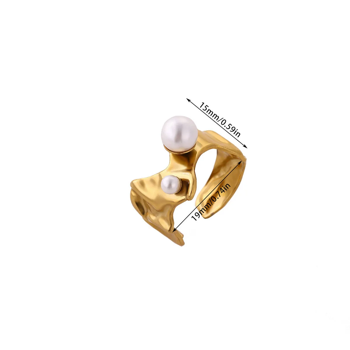 Wholesale Ladies Jewelry Light Luxury Style Inlaid With Gold Heart Shape Geometric Asymmetrical Gold Plated Copper Ring - Image 7
