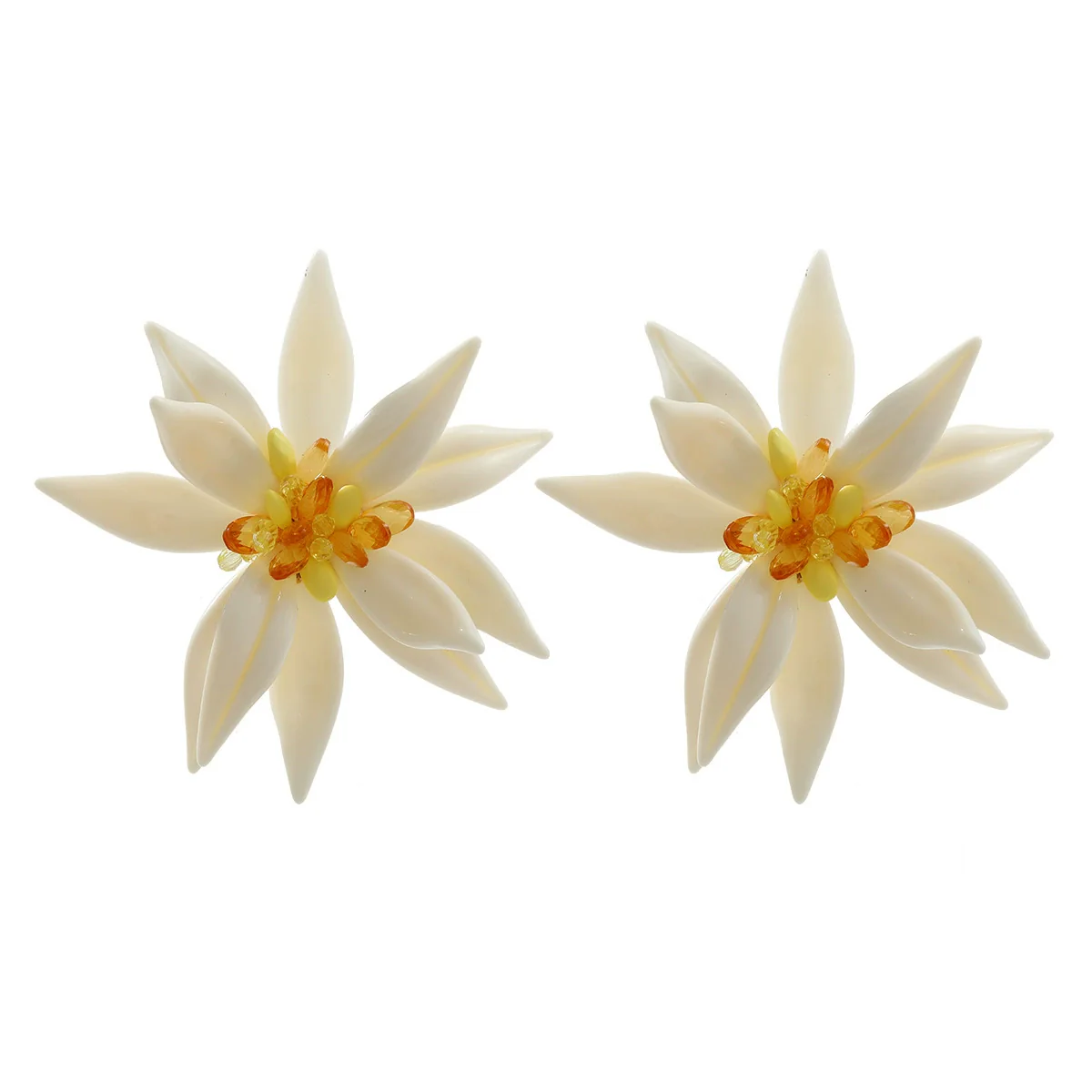 Wholesale Ladies Jewelry Set With Exaggerated Flower Acrylic Earrings Necklace Bracelet In Geometric Style And Bamboo Chain - Image 7