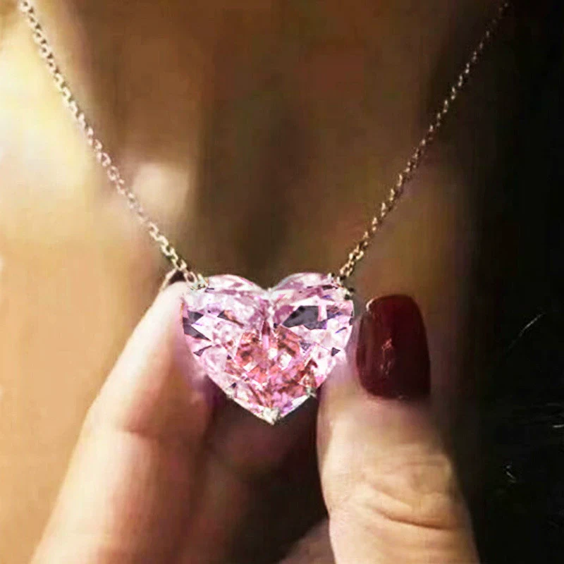 Wholesale Ladies Love Necklace Copper Mixed Gem Inlay Heart Zircon Jewelry - Image 8