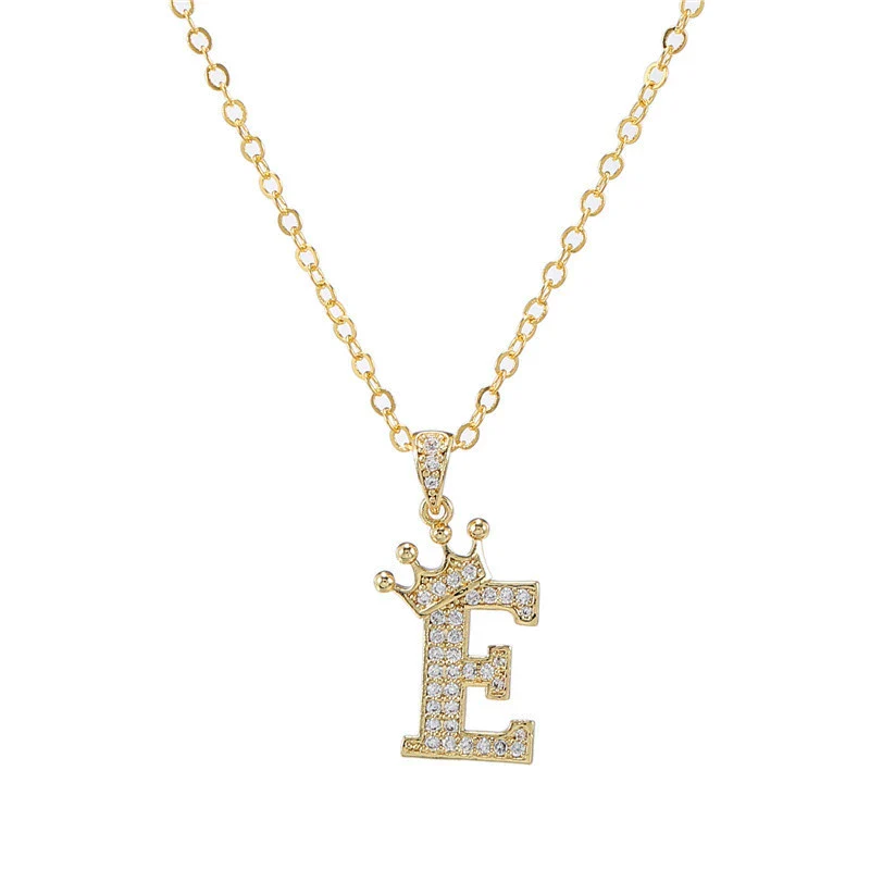 Wholesale Ladies Necklace Copper Inlaid Zircon Alloy Pendant With English Letter Microinlay Style - Image 10