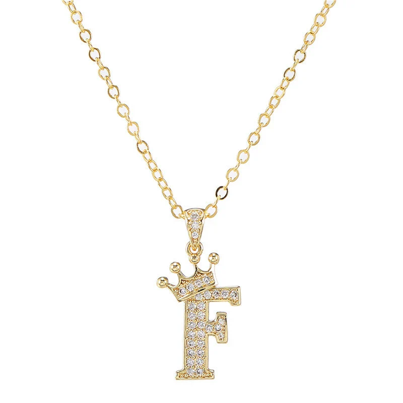 Wholesale Ladies Necklace Copper Inlaid Zircon Alloy Pendant With English Letter Microinlay Style - Image 11