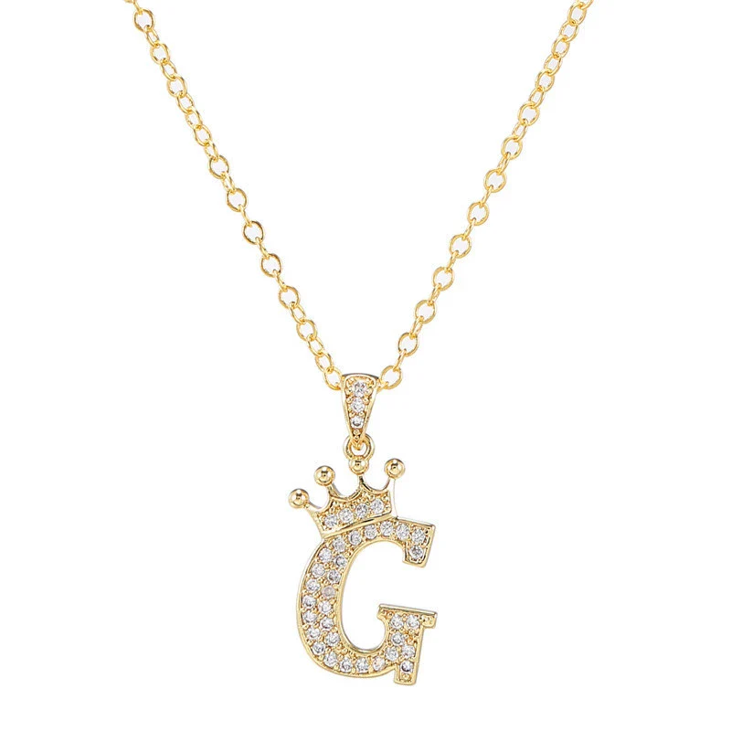 Wholesale Ladies Necklace Copper Inlaid Zircon Alloy Pendant With English Letter Microinlay Style - Image 12
