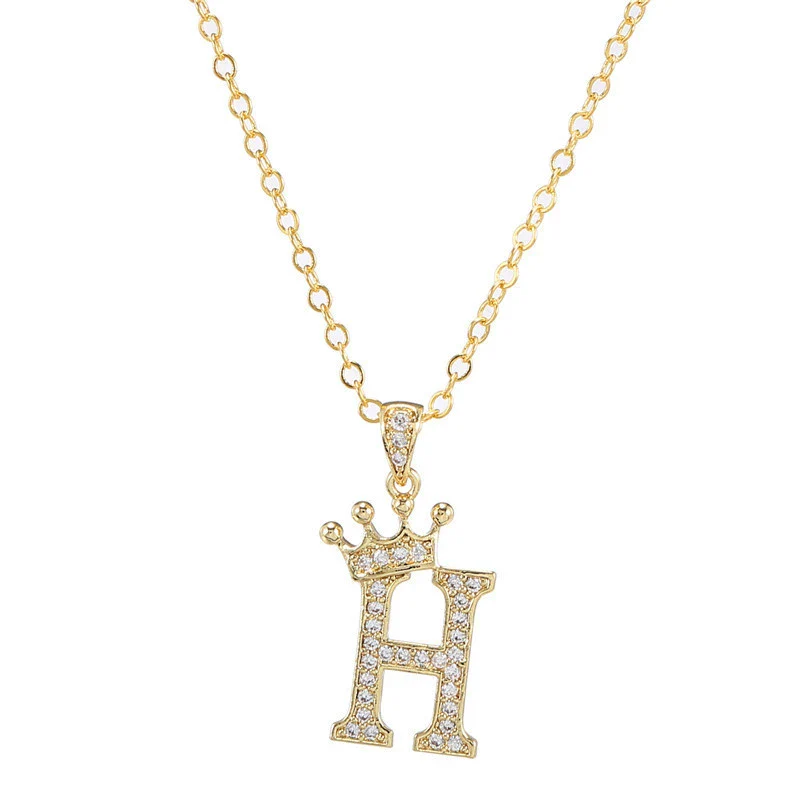 Wholesale Ladies Necklace Copper Inlaid Zircon Alloy Pendant With English Letter Microinlay Style - Image 13