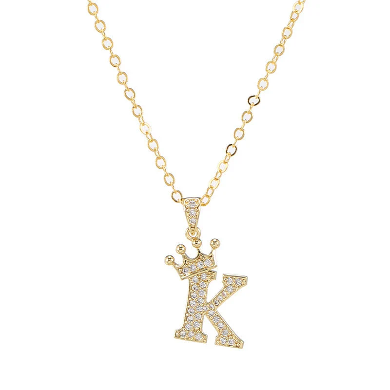 Wholesale Ladies Necklace Copper Inlaid Zircon Alloy Pendant With English Letter Microinlay Style - Image 16