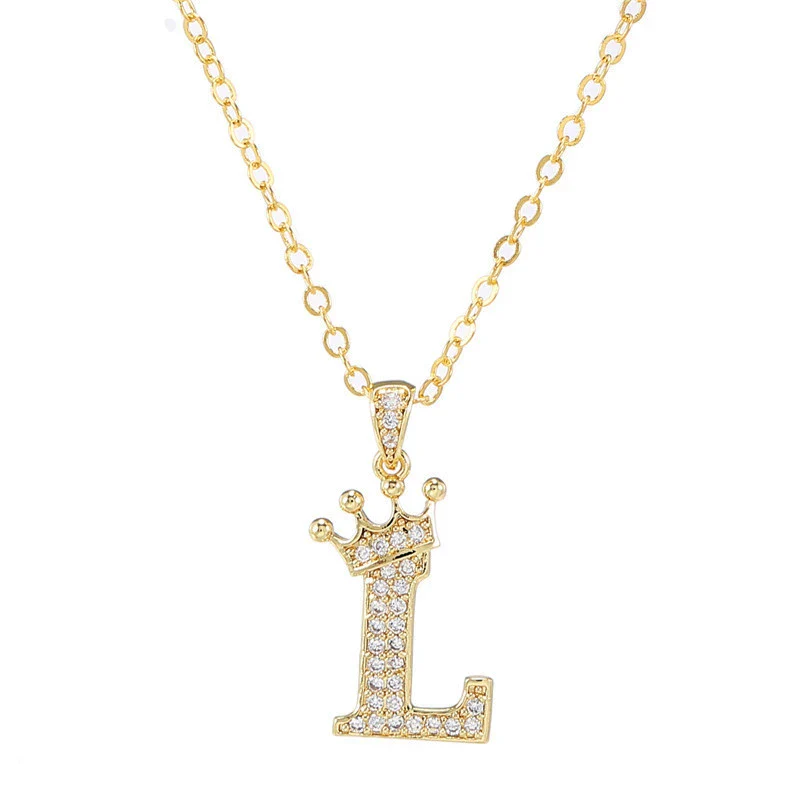 Wholesale Ladies Necklace Copper Inlaid Zircon Alloy Pendant With English Letter Microinlay Style - Image 17