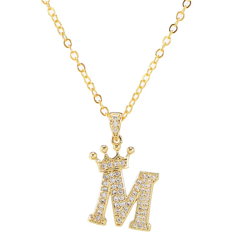 Wholesale Ladies Necklace Copper Inlaid Zircon Alloy Pendant With English Letter Microinlay Style - Image 18
