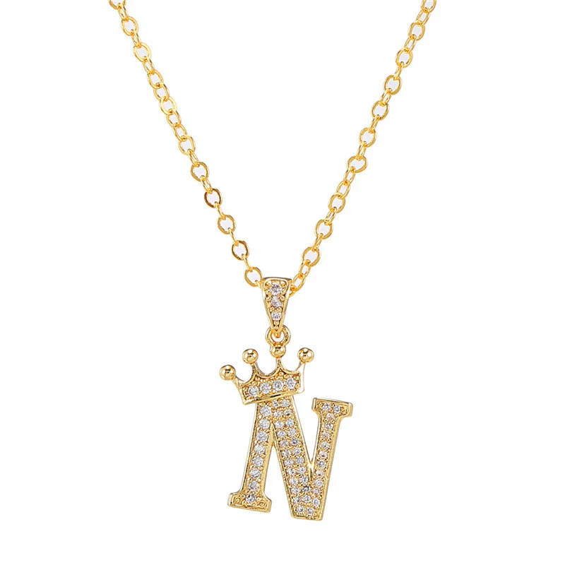Wholesale Ladies Necklace Copper Inlaid Zircon Alloy Pendant With English Letter Microinlay Style - Image 19