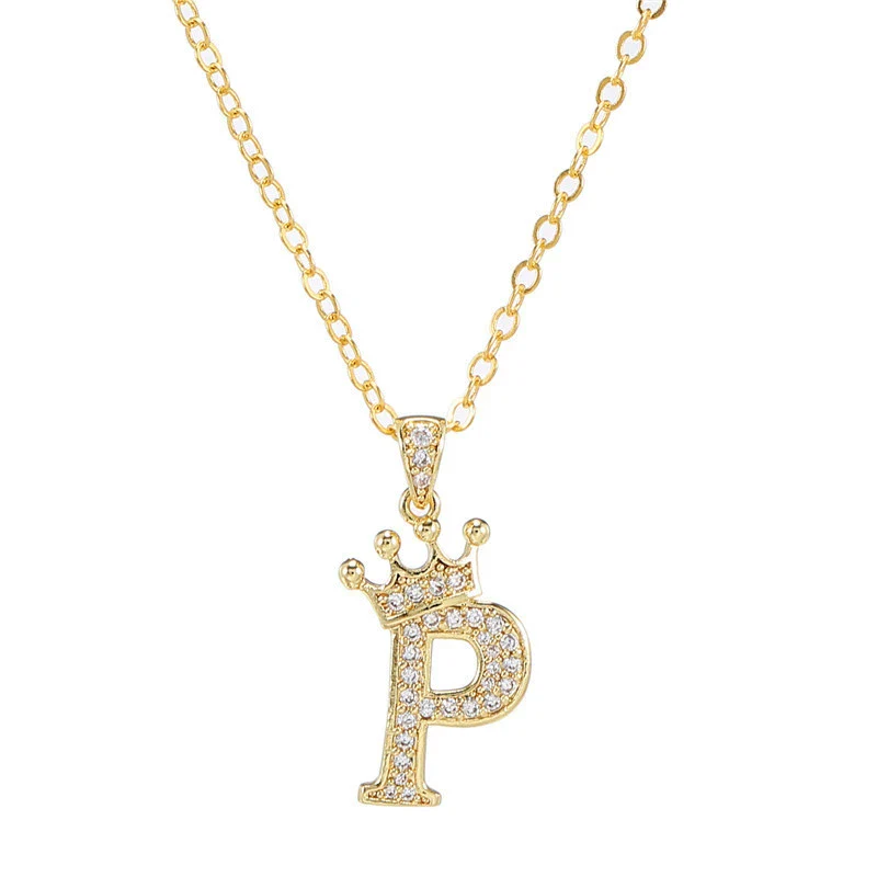 Wholesale Ladies Necklace Copper Inlaid Zircon Alloy Pendant With English Letter Microinlay Style - Image 21