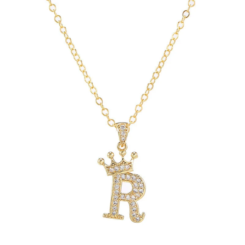 Wholesale Ladies Necklace Copper Inlaid Zircon Alloy Pendant With English Letter Microinlay Style - Image 23