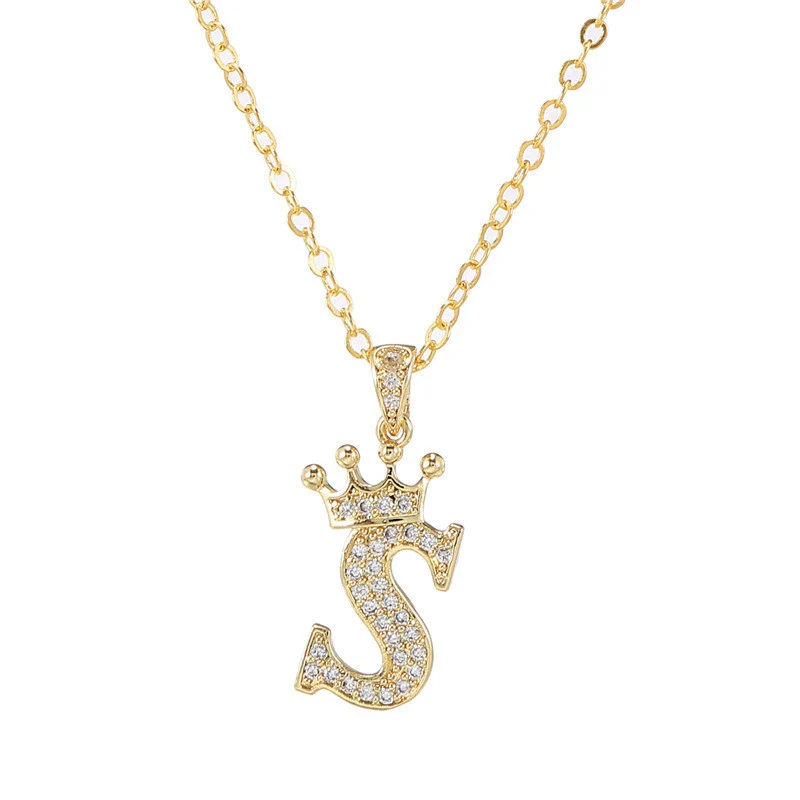 Wholesale Ladies Necklace Copper Inlaid Zircon Alloy Pendant With English Letter Microinlay Style - Image 24