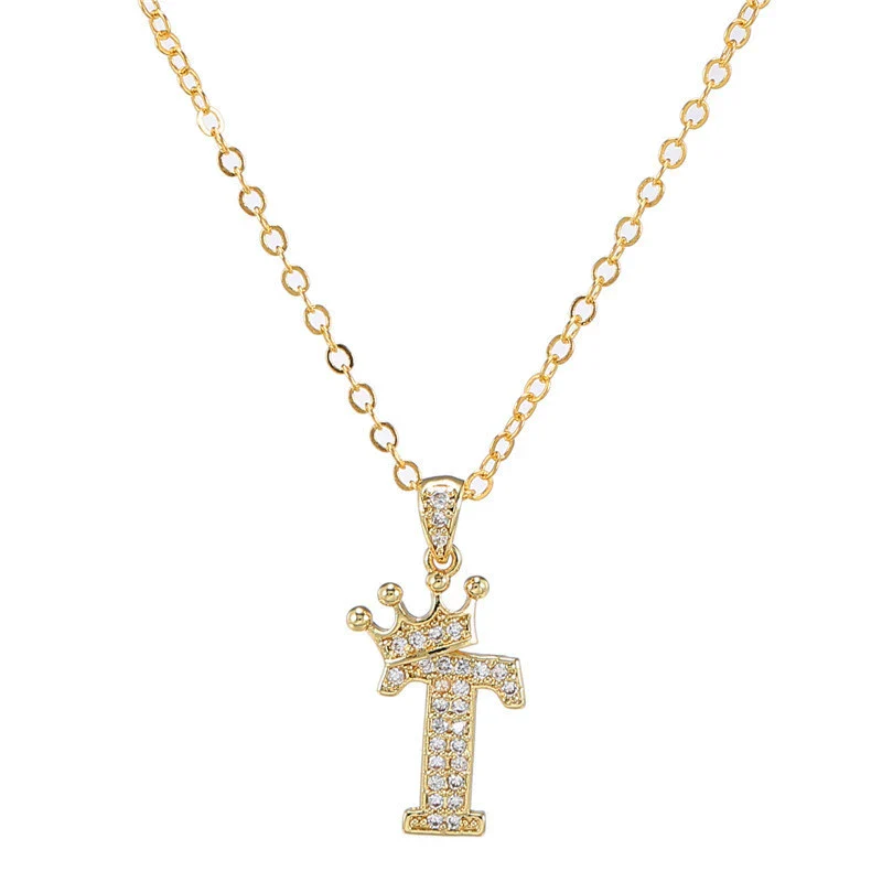 Wholesale Ladies Necklace Copper Inlaid Zircon Alloy Pendant With English Letter Microinlay Style - Image 25