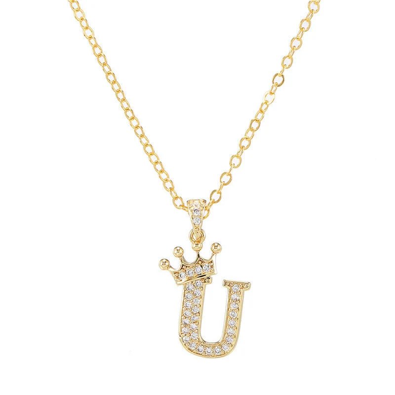 Wholesale Ladies Necklace Copper Inlaid Zircon Alloy Pendant With English Letter Microinlay Style - Image 26