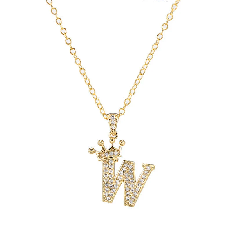 Wholesale Ladies Necklace Copper Inlaid Zircon Alloy Pendant With English Letter Microinlay Style - Image 28
