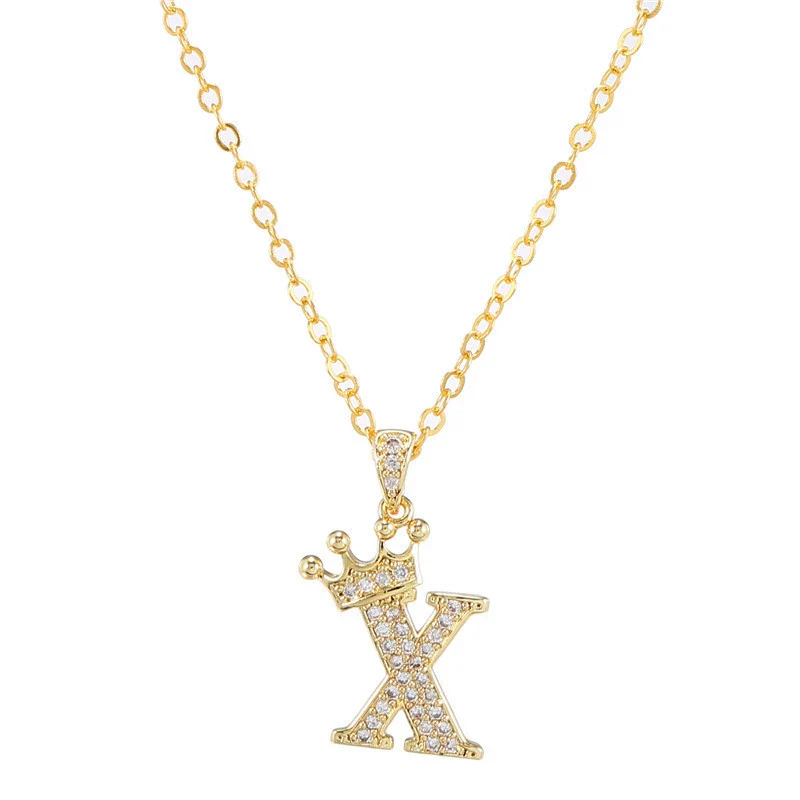 Wholesale Ladies Necklace Copper Inlaid Zircon Alloy Pendant With English Letter Microinlay Style - Image 29