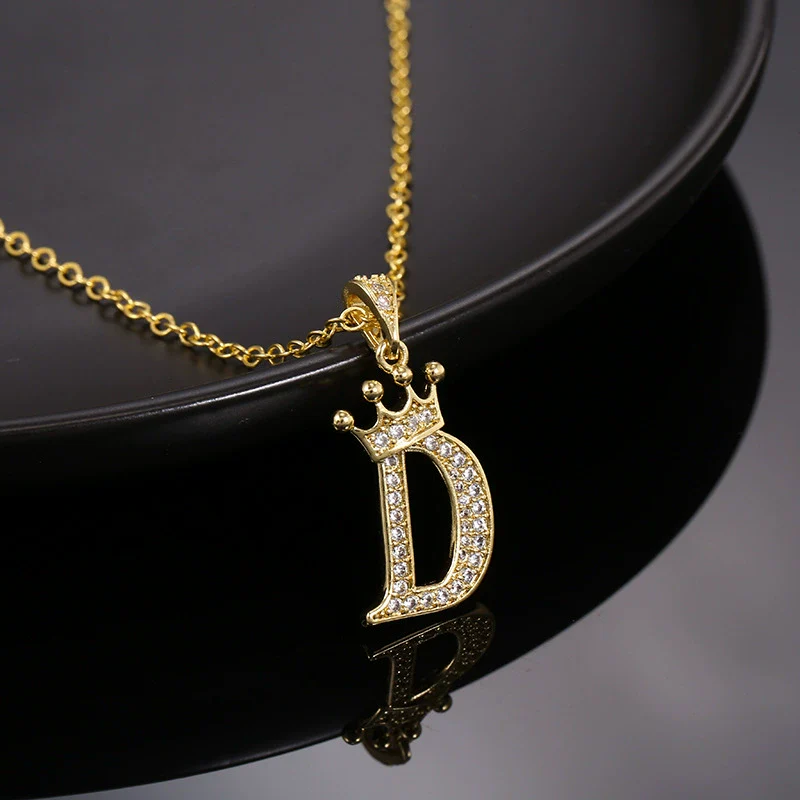 Wholesale Ladies Necklace Copper Inlaid Zircon Alloy Pendant With English Letter Microinlay Style - Image 3