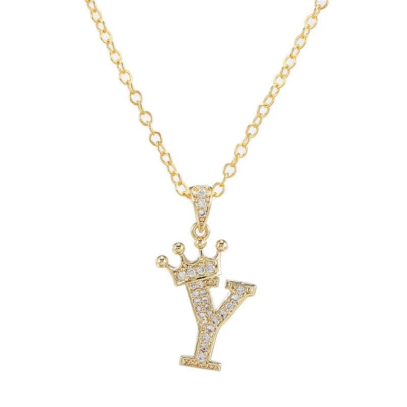Wholesale Ladies Necklace Copper Inlaid Zircon Alloy Pendant With English Letter Microinlay Style - Image 30