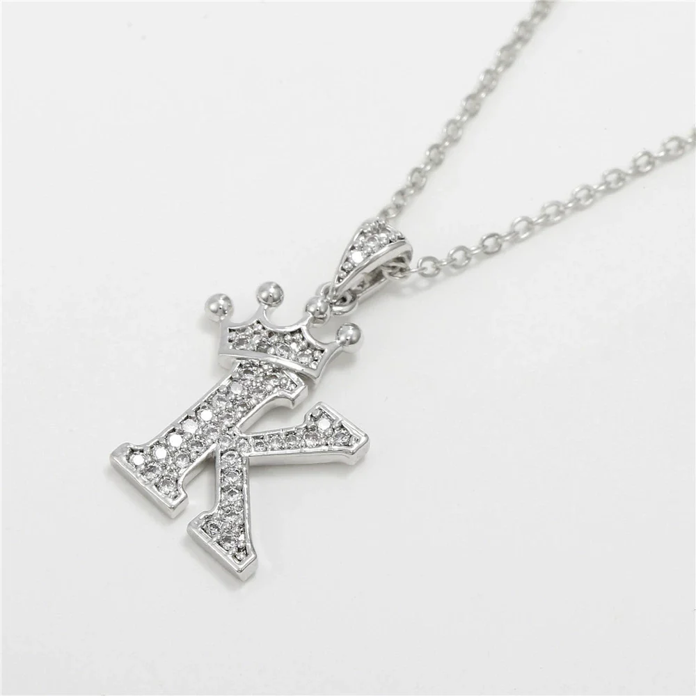 Wholesale Ladies Necklace Copper Inlaid Zircon Alloy Pendant With English Letter Microinlay Style - Image 42