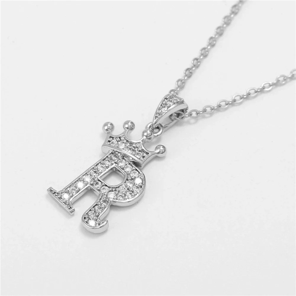 Wholesale Ladies Necklace Copper Inlaid Zircon Alloy Pendant With English Letter Microinlay Style - Image 49