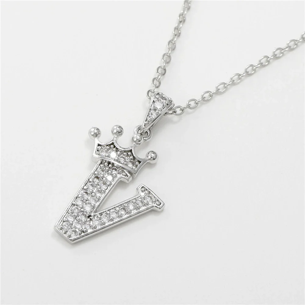 Wholesale Ladies Necklace Copper Inlaid Zircon Alloy Pendant With English Letter Microinlay Style - Image 53