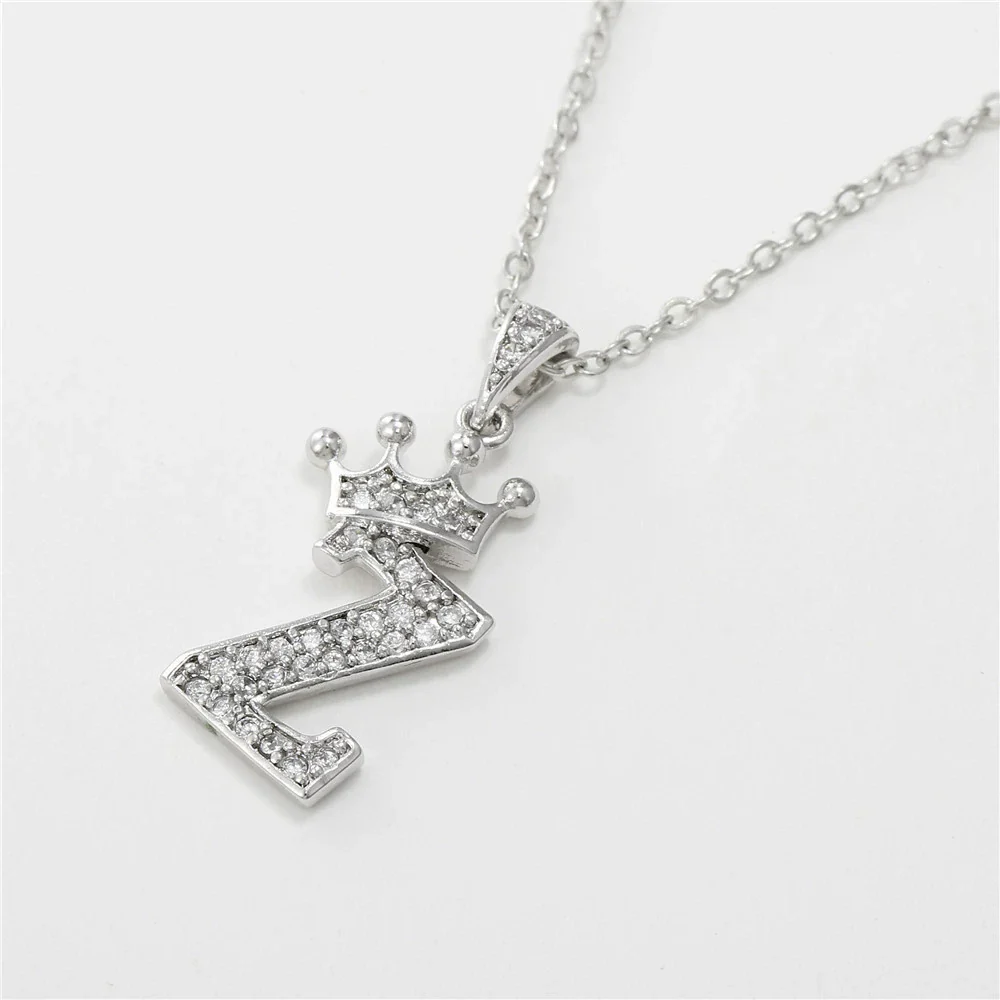 Wholesale Ladies Necklace Copper Inlaid Zircon Alloy Pendant With English Letter Microinlay Style - Image 57