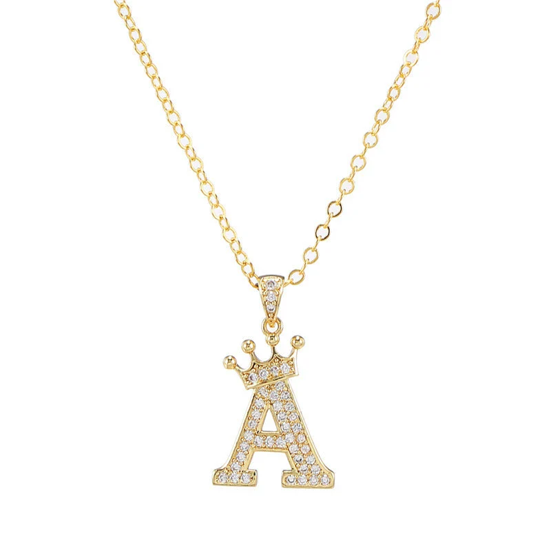 Wholesale Ladies Necklace Copper Inlaid Zircon Alloy Pendant With English Letter Microinlay Style - Image 6