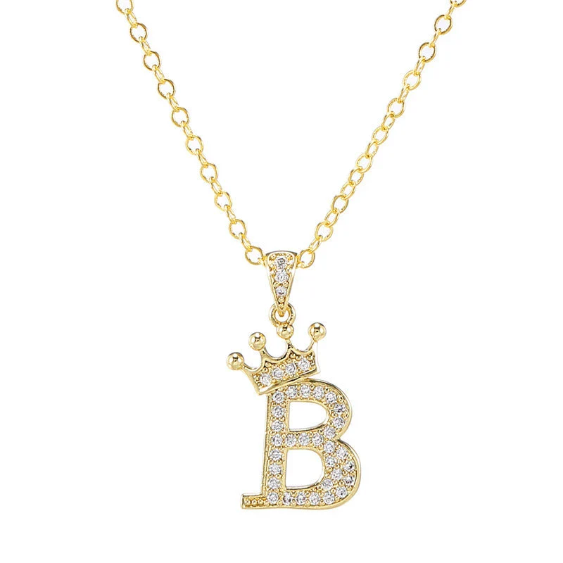Wholesale Ladies Necklace Copper Inlaid Zircon Alloy Pendant With English Letter Microinlay Style - Image 7