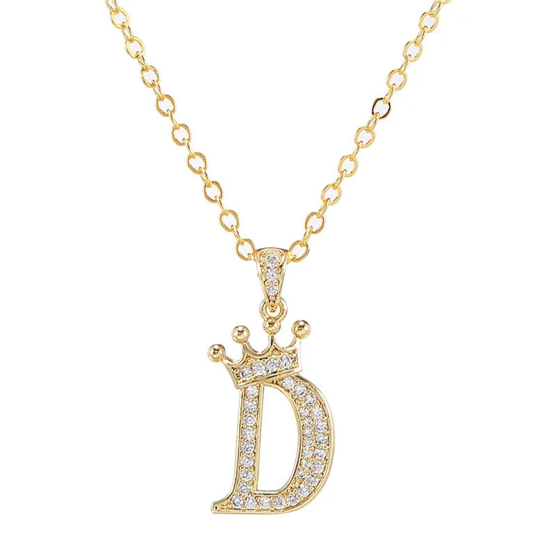 Wholesale Ladies Necklace Copper Inlaid Zircon Alloy Pendant With English Letter Microinlay Style - Image 9