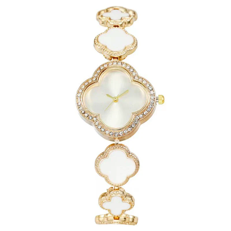 Wholesale Ladies Quartz Watch Fashion Simple Lucky Four Leaf Clover Alloy Case Stainless Steel Strap Rhombus Dial - Image 4