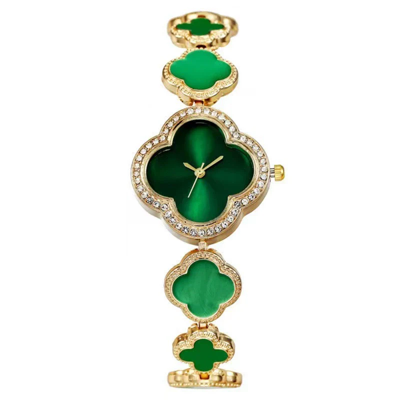 Wholesale Ladies Quartz Watch Fashion Simple Lucky Four Leaf Clover Alloy Case Stainless Steel Strap Rhombus Dial - Image 6