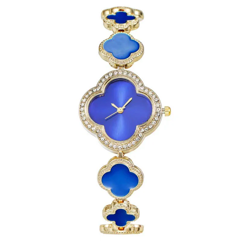 Wholesale Ladies Quartz Watch Fashion Simple Lucky Four Leaf Clover Alloy Case Stainless Steel Strap Rhombus Dial - Image 7