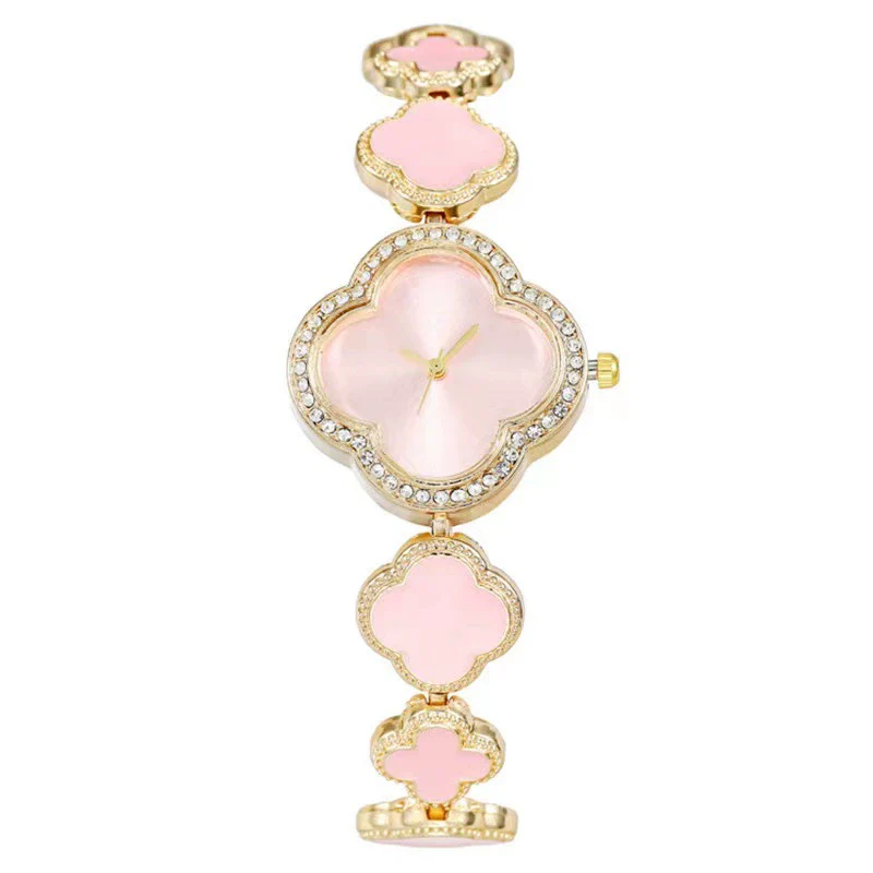 Wholesale Ladies Quartz Watch Fashion Simple Lucky Four Leaf Clover Alloy Case Stainless Steel Strap Rhombus Dial - Image 9