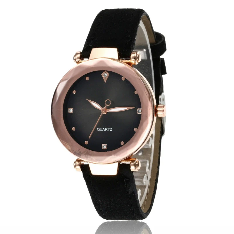 Wholesale Ladies Quartz Watch With Frosted Imitation Leather Strap Alloy Case Round Dial And Luminous Pointer - Image 3
