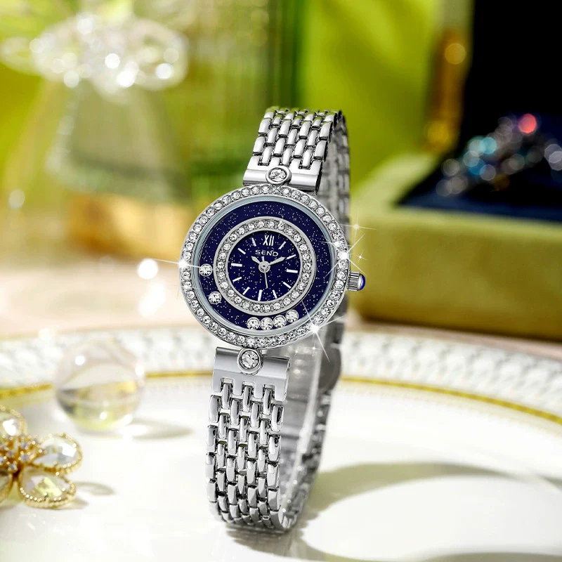 Wholesale Ladies Quartz Watch With Spiral Crown Alloy Case And Strap Stainless Steel Clasp Mineral Strengthened Glass Mirror Round Dial Printed Logo Waterproof - Image 3