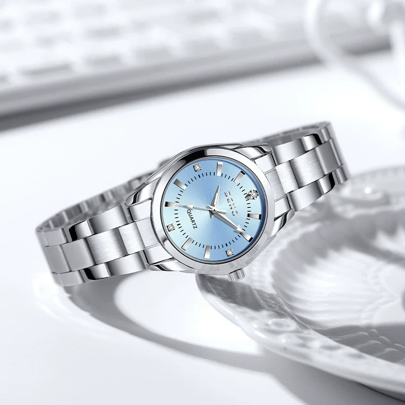 Wholesale Ladies Quartz Waterproof Watch With Alloy Case And Strap Round Dial Mineral Reinforced Glass Mirror Single Folding Buckle Stainless Steel Buckle College Style