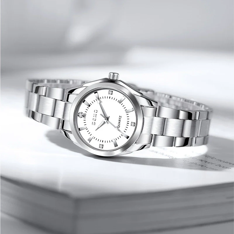 Wholesale Ladies Quartz Waterproof Watch With Alloy Case And Strap Round Dial Mineral Reinforced Glass Mirror Single Folding Buckle Stainless Steel Buckle College Style - Image 2