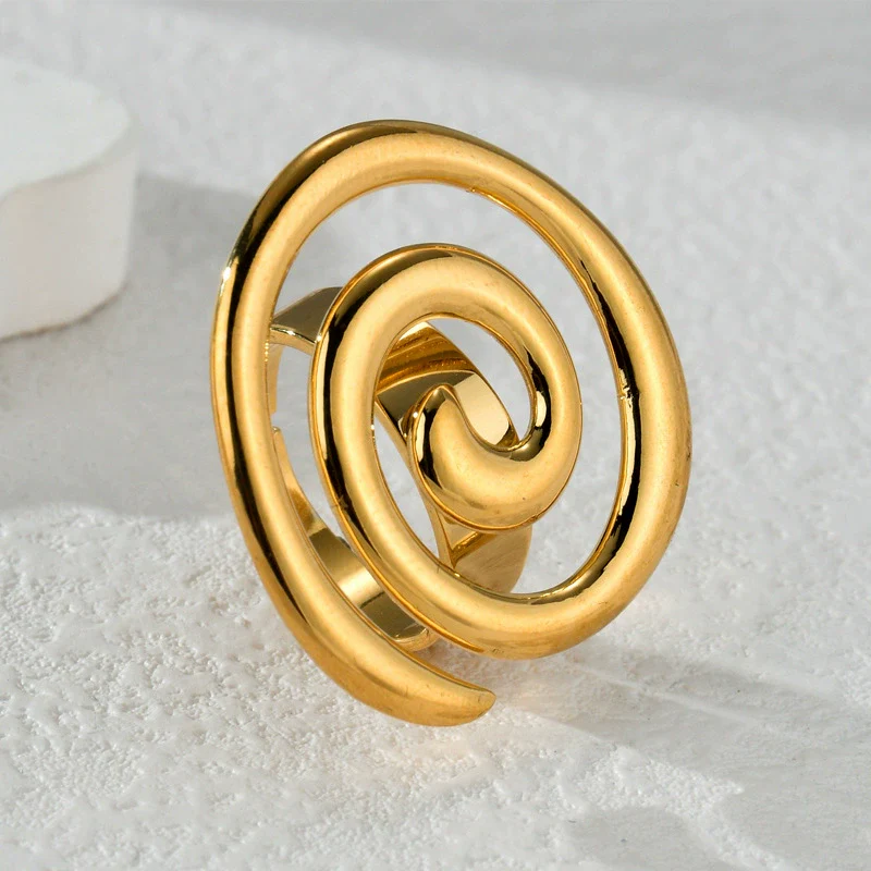 Wholesale Ladies Stainless Steel 18K Gold Electroplated Exaggerated Hollow Geometric Earrings - Image 10