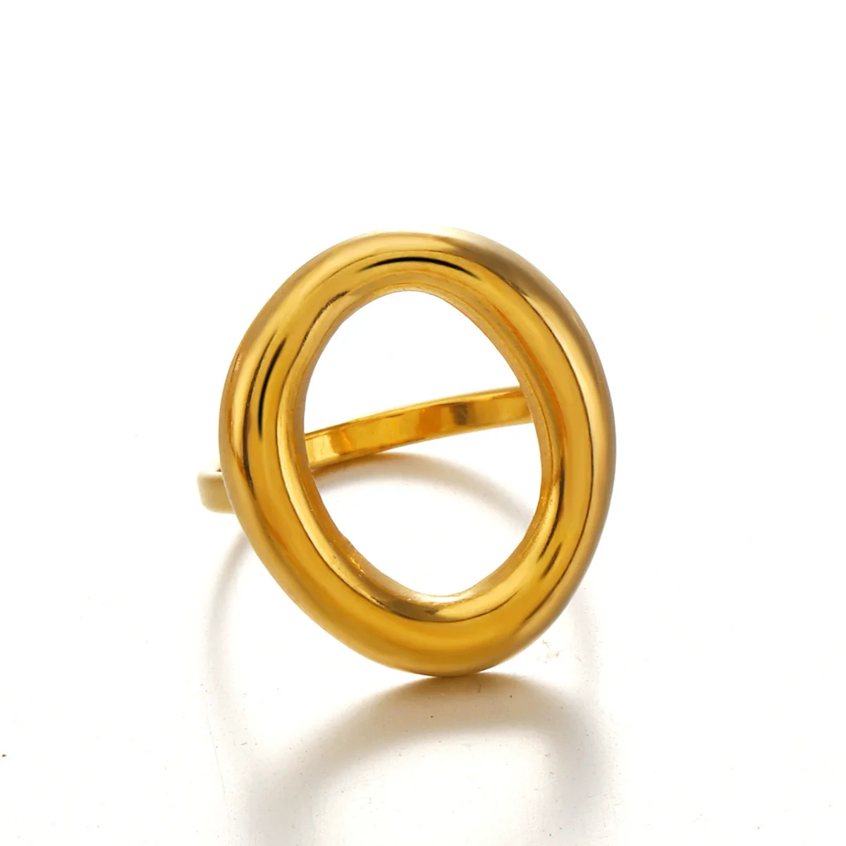 Wholesale Ladies Stainless Steel Geometric Oval 18K Goldplated Cut Out Ring - Image 5