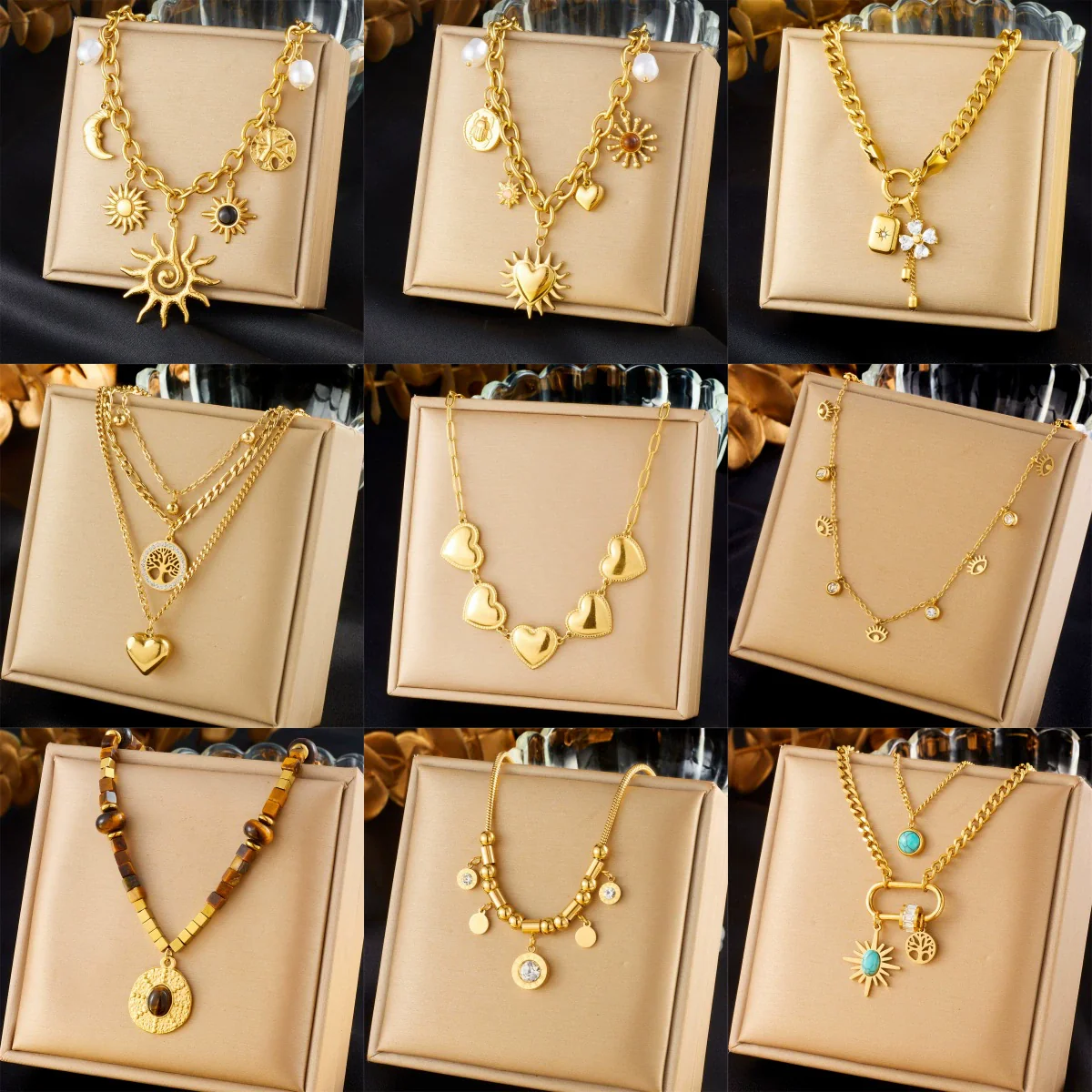 Wholesale Ladies Stainless Steel Heartshaped Pendant Necklace With Electroplating Process And Vintage Design
