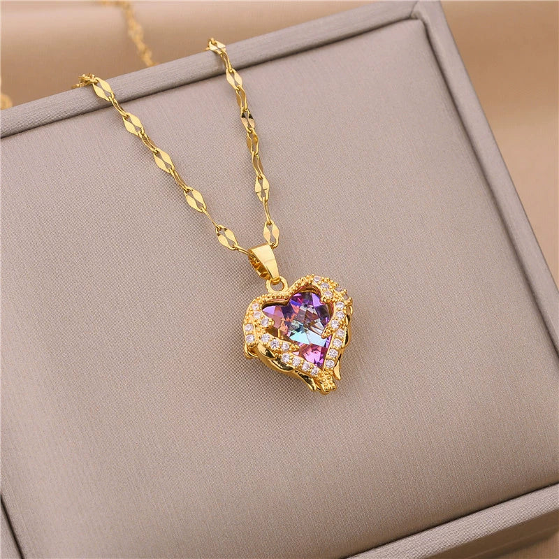 Wholesale Ladies Stainless Steel Heartshaped Pendant Necklace With Electroplating Process And Vintage Design - Image 46