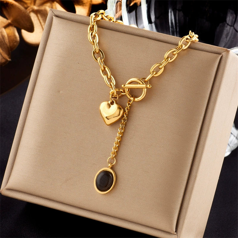 Wholesale Ladies Stainless Steel Heartshaped Pendant Necklace With Electroplating Process And Vintage Design - Image 49