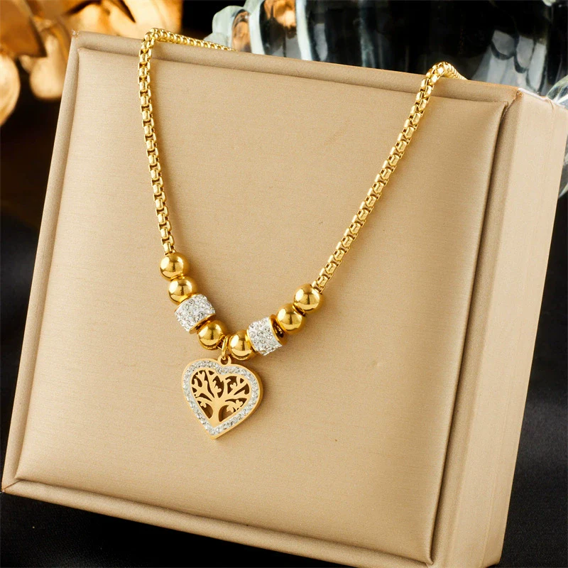 Wholesale Ladies Stainless Steel Heartshaped Pendant Necklace With Electroplating Process And Vintage Design - Image 53