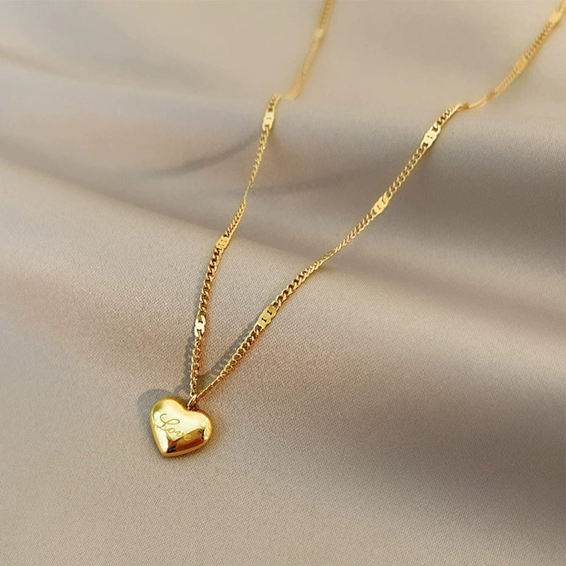 Wholesale Ladies Stainless Steel Heartshaped Pendant Necklace With Electroplating Process And Vintage Design - Image 6