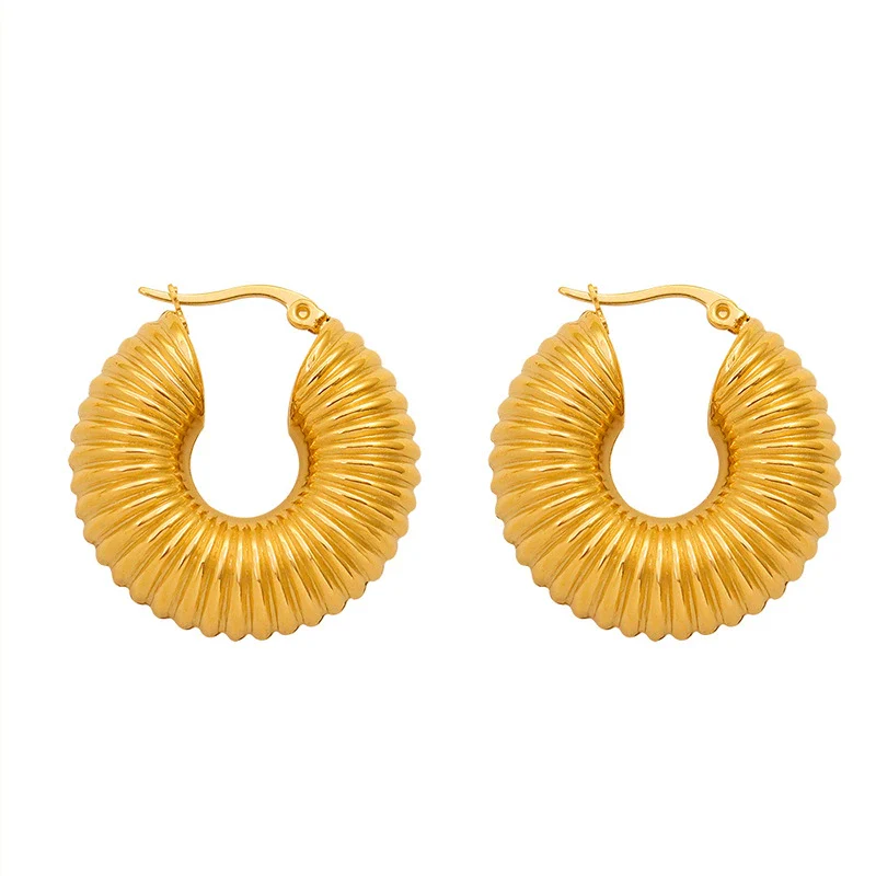 Wholesale Ladies Ushaped Geometric Titanium Steel Earrings With 18K Real Gold Electroplating - Image 4