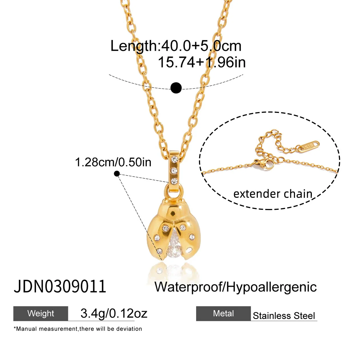 Wholesale Ladybug And Cross Pendant Necklace Electroplated 18K Gold Stainless Steel Fine Jewelry For Women - Image 6