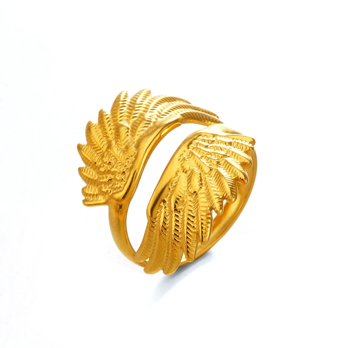 Wholesale Lady's Geometric Stainless Steel Electroplated Wing Ring - Image 5