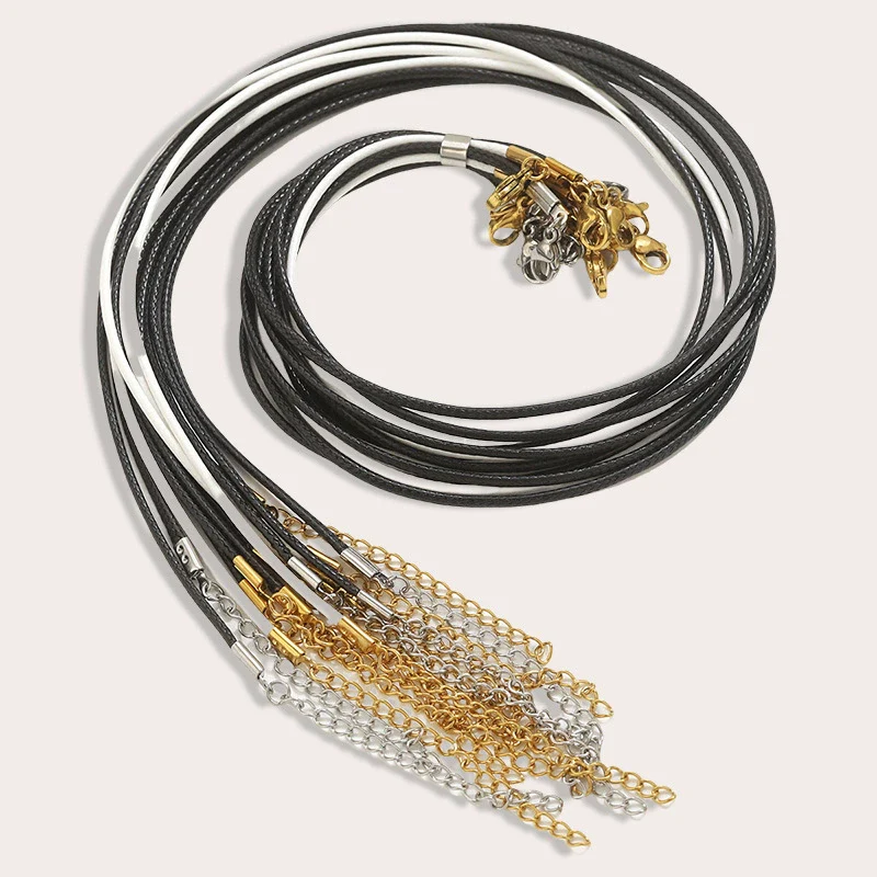 Wholesale Lanyard Necklace Stainless Steel Geometric Handmade Minimalist Wax Rope Leather Rope Pendant